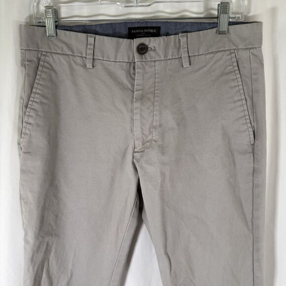 Banana Republic Mason Chino Men's 31x32 Grey Flat Front Cotton Blend Pockets - Picture 2 of 12